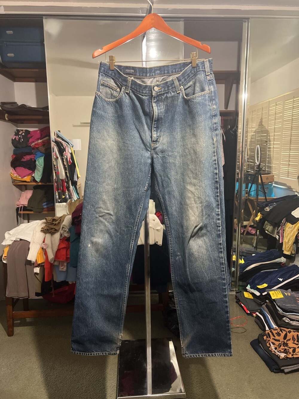 Lands' End Custom Rinsed Dark Indigo Denim Jeans